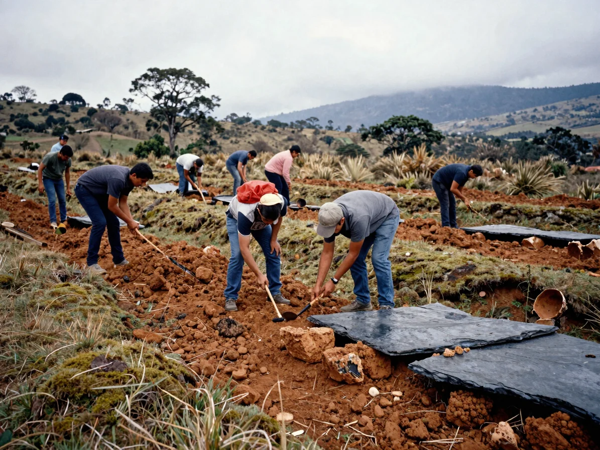 Expedicionarios en el Páramo de Boyacá, monitoreando la restaurac